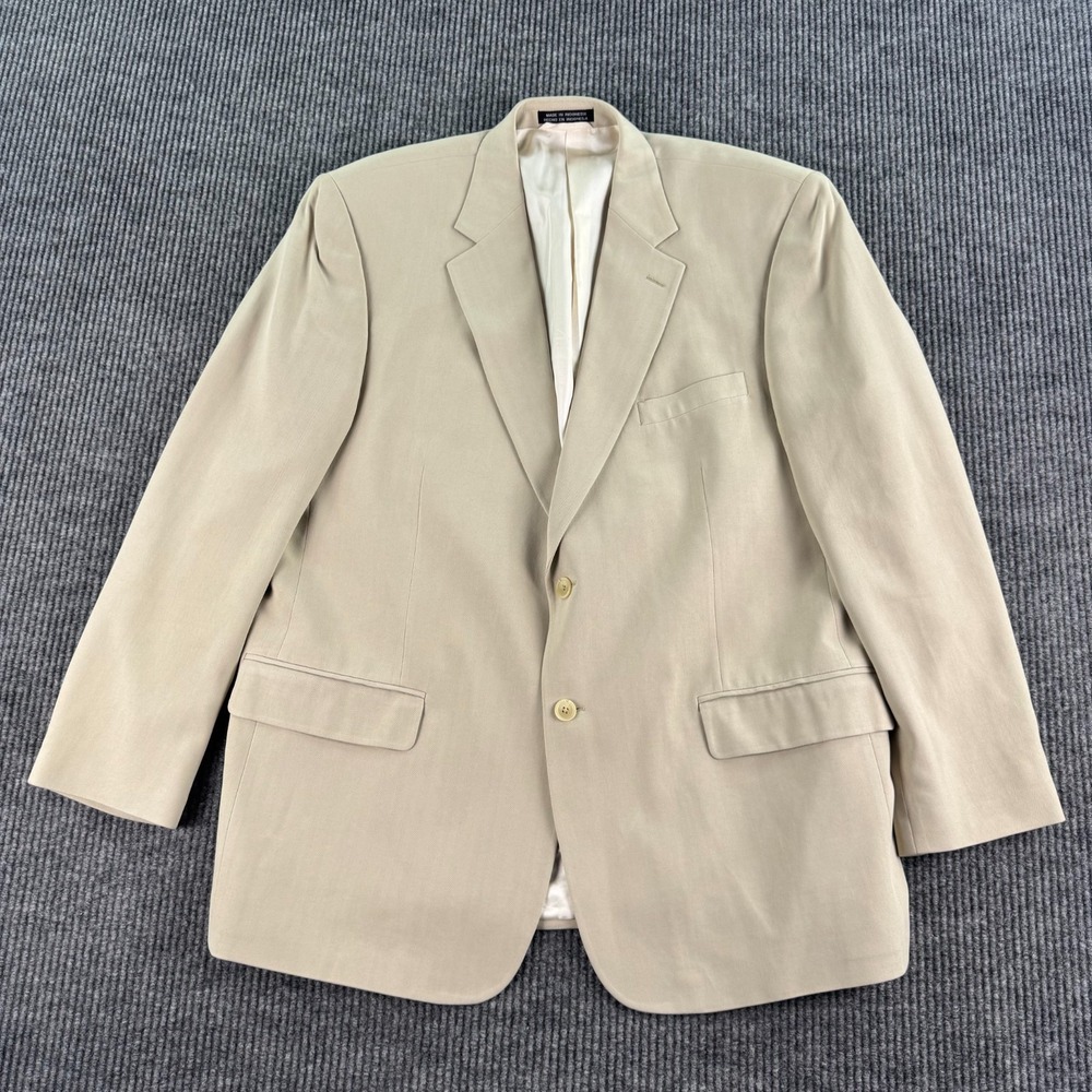 Vintage Stafford Sport Coat 46R Beige Silk Herringbone Premium Cassidy 2 Button